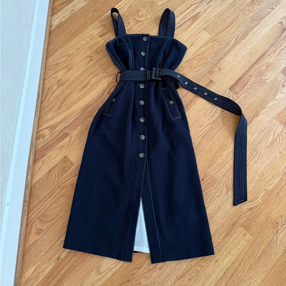 Veronica Beard Dresses & Skirts - Veronica Beard Adora button front belted navy midi dress